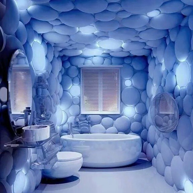 blue bubble bathroom look home